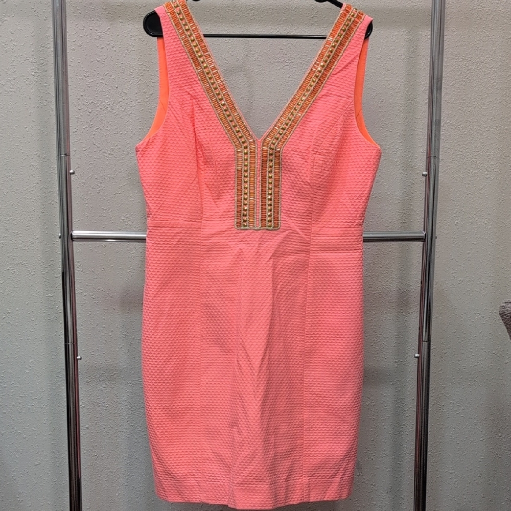 Lilly Pulitzer Coral V-Neck Mini Dress